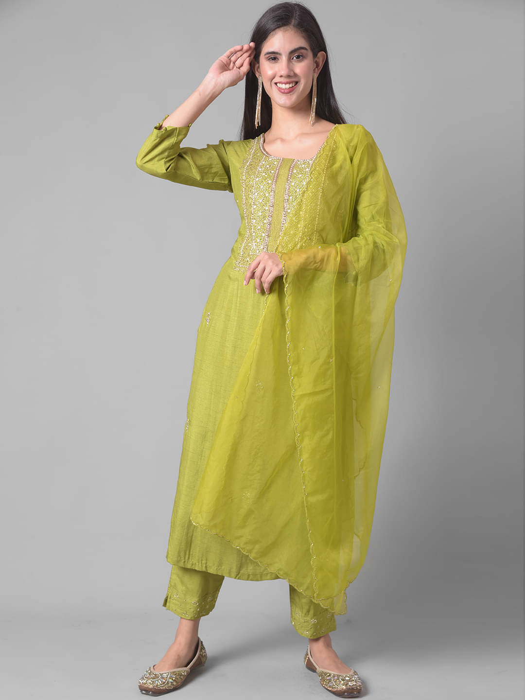 Dollar Missy Cotton Blend Embellished Kurti With Pants Women's Stitched Salwar Suit - Green ( Pack of 1 ) Dollar Missy Cotton Blend Embellished Kurti With Pants Women's Stitched Salwar Suit - Green ( Pack of 1 )