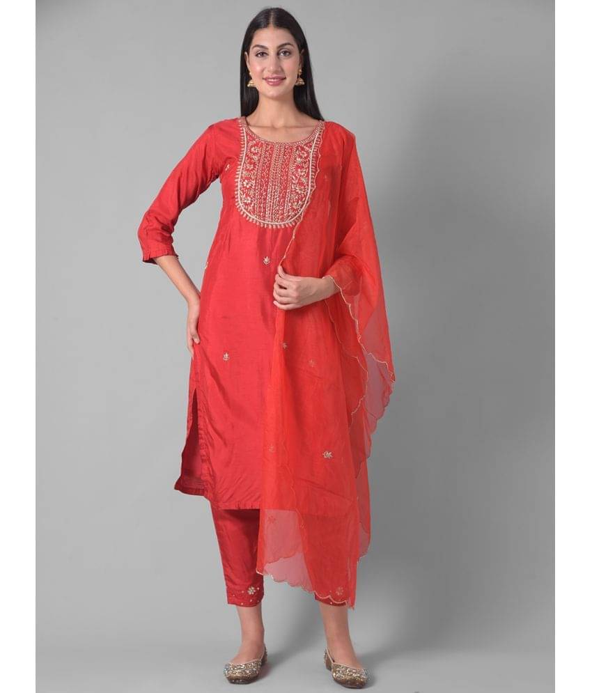 Dollar Missy Cotton Blend Embroidered Kurti With Pants Women's Stitched Salwar Suit - Red ( Pack of 1 ) Dollar Missy Cotton Blend Embroidered Kurti With Pants Women's Stitched Salwar Suit - Red ( Pack of 1 )