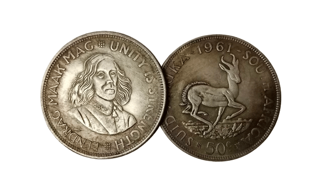    			Extremely Rare South Africa 50 Cents 1961 Coin - Hard to Find