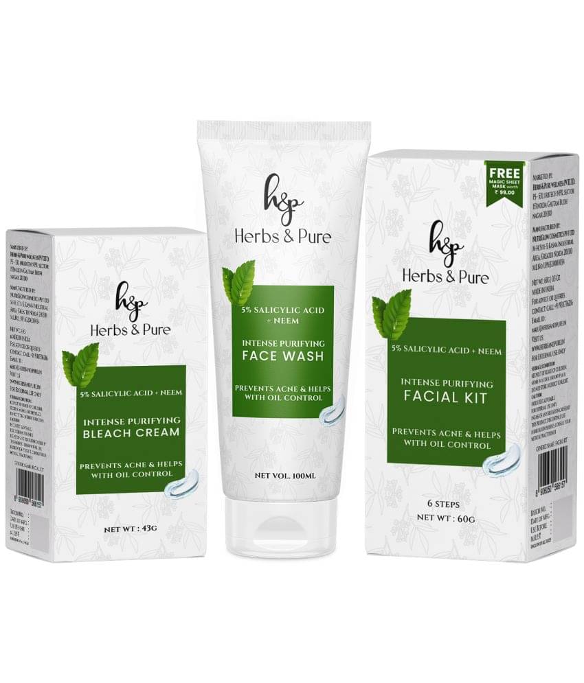 Herbs and Pure Skincare Combo - Intense Purifying Neem Facial Kit, Face Wash & Bleach (203g) Herbs and Pure Skincare Combo - Intense Purifying Neem Facial Kit, Face Wash & Bleach (203g)