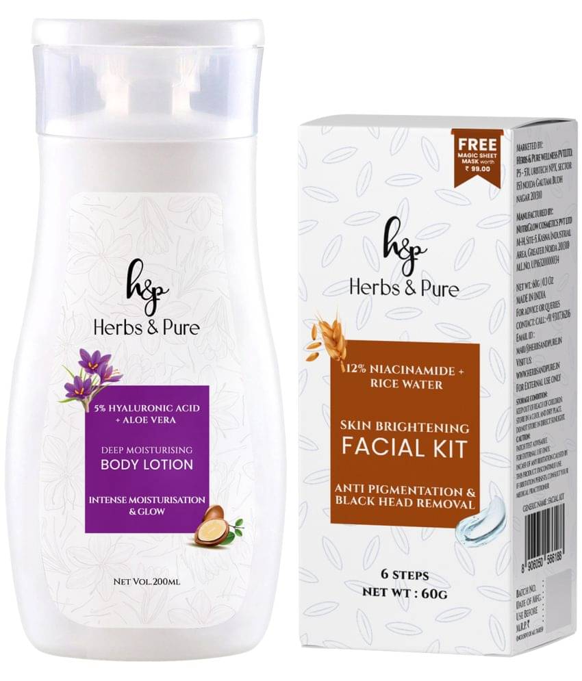     			Herbs and Pure Daily Skincare Combo - Rice Water Facial Kit & Kesar Body Lotion (260 g)