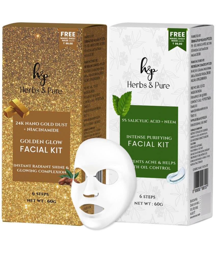     			Herbs and Pure Golden Glow and Intense Purifying Neem Facial kit (Pack of 1 of 2 (120g)
