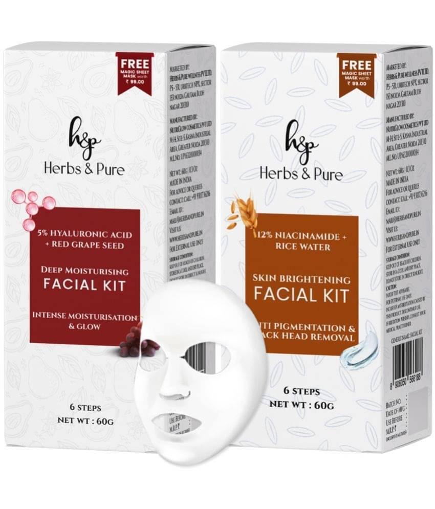 Herbs and Pure Deep Moisturising Red Grapes and Rice Water Facial kit (Pack of 1 of 2 (120 g) Herbs and Pure Deep Moisturising Red Grapes and Rice Water Facial kit (Pack of 1 of 2 (120 g)