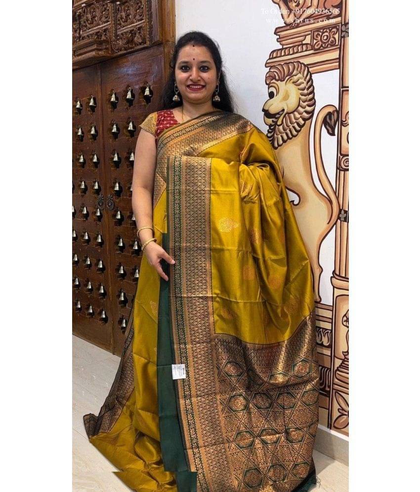 Indesa Banarasi Silk Printed Saree With Unstitched Blouse Piece ( Gold )     			Indesa Banarasi Silk Printed Saree With Unstitched Blouse Piece ( Gold )