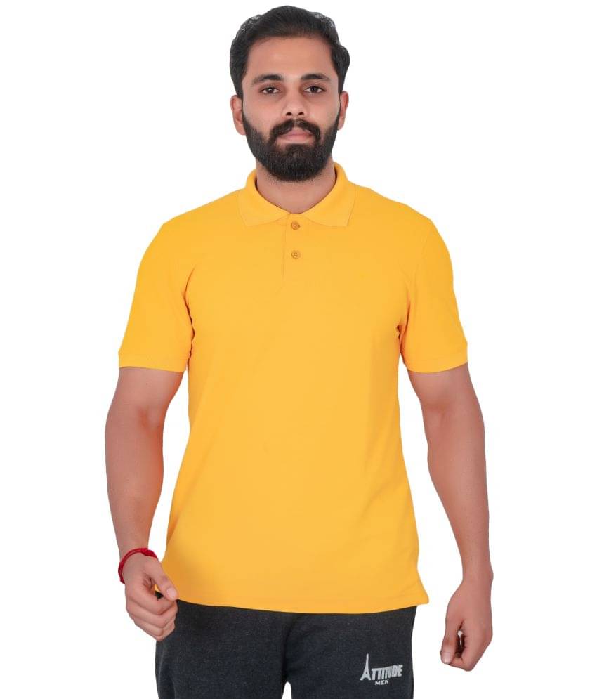 KVJ VELOREX Pack of 1 Cotton Regular Fit Solid Half Sleeves Men's Polo T Shirt ( Yellow ) KVJ VELOREX Pack of 1 Cotton Regular Fit Solid Half Sleeves Men's Polo T Shirt ( Yellow )