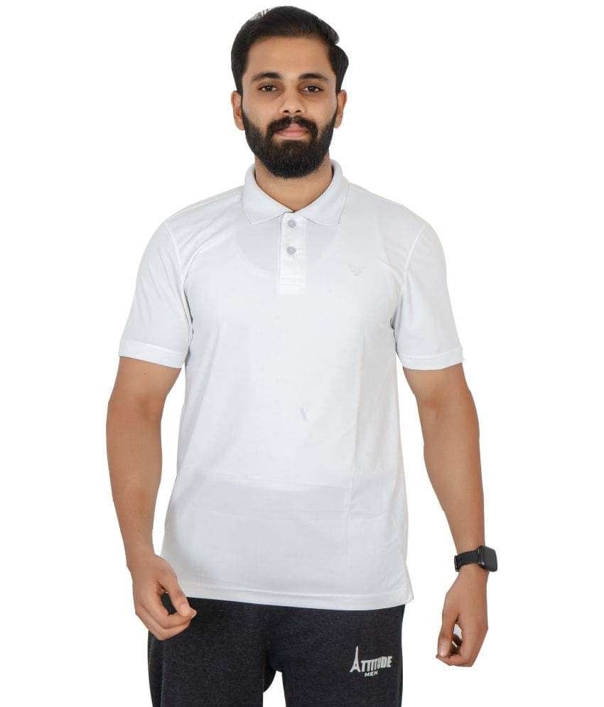     			KVJ VELOREX Pack of 1 Cotton Regular Fit Solid Half Sleeves Men's Polo T Shirt ( White )