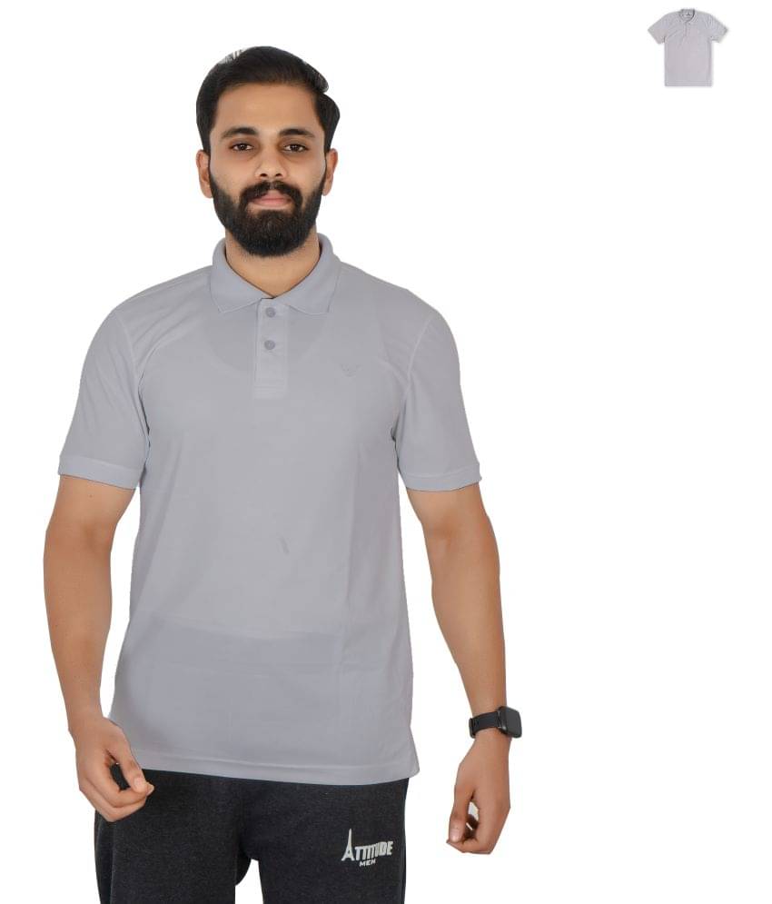     			KVJ VELOREX Pack of 1 Cotton Regular Fit Solid Half Sleeves Men's Polo T Shirt ( Light Grey )