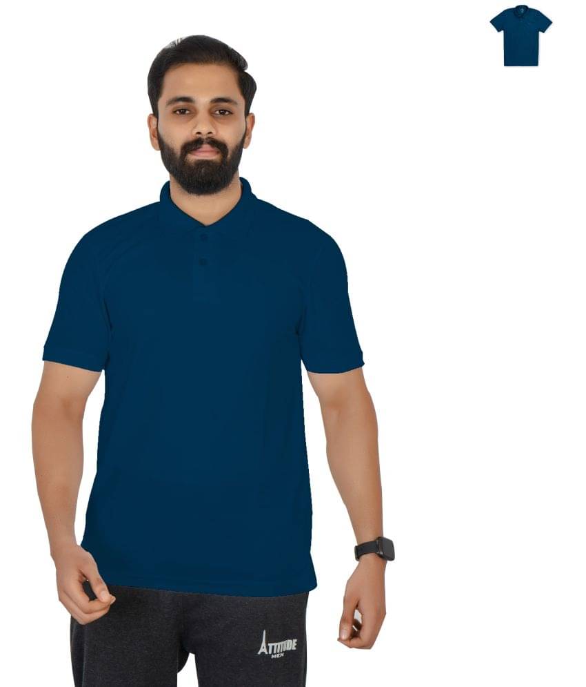     			KVJ VELOREX Pack of 1 Cotton Regular Fit Solid Half Sleeves Men's Polo T Shirt ( Teal Blue )