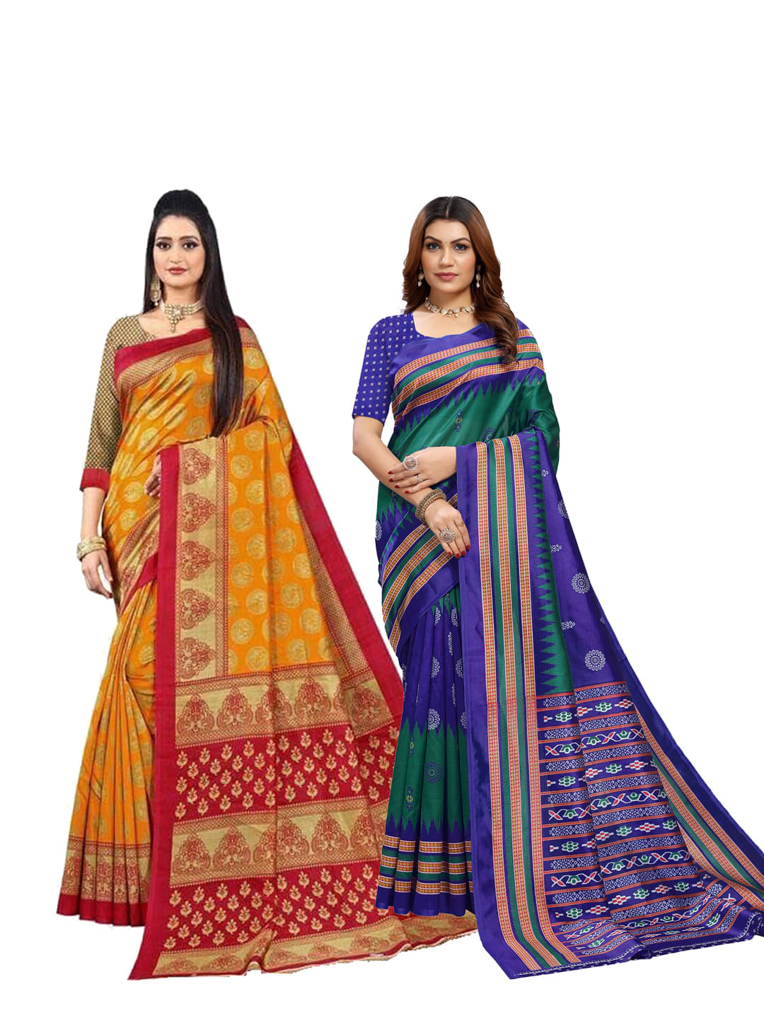     			Kanooda Prints Art Silk Printed Saree With Unstitched Blouse Piece ( Blue )