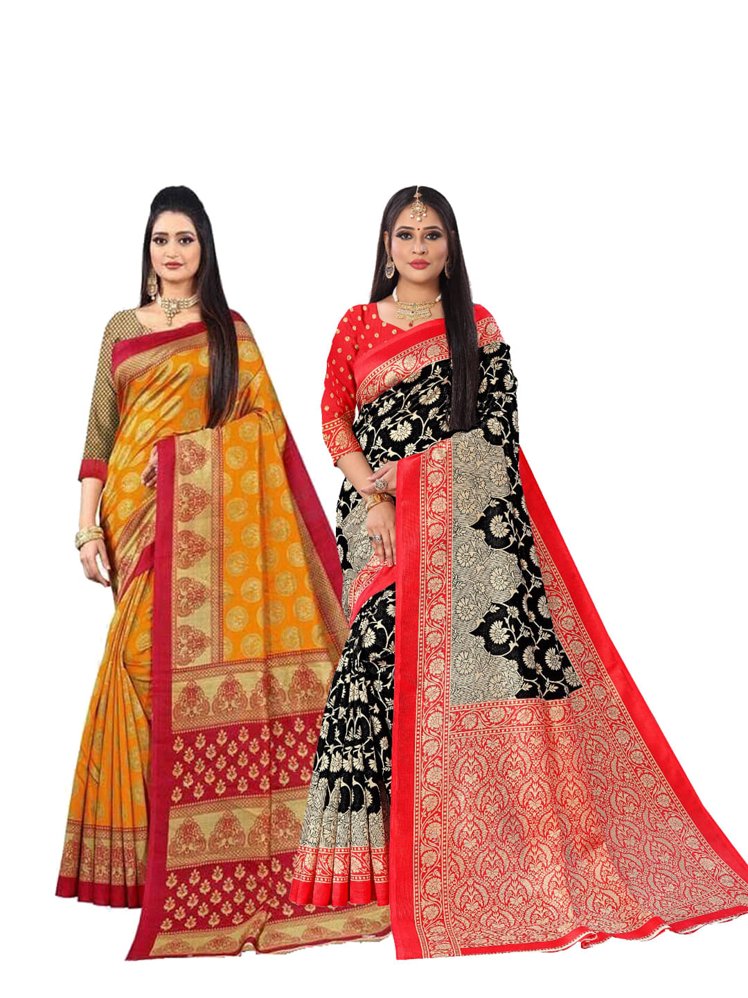     			Kanooda Prints Art Silk Printed Saree With Unstitched Blouse Piece ( Red )