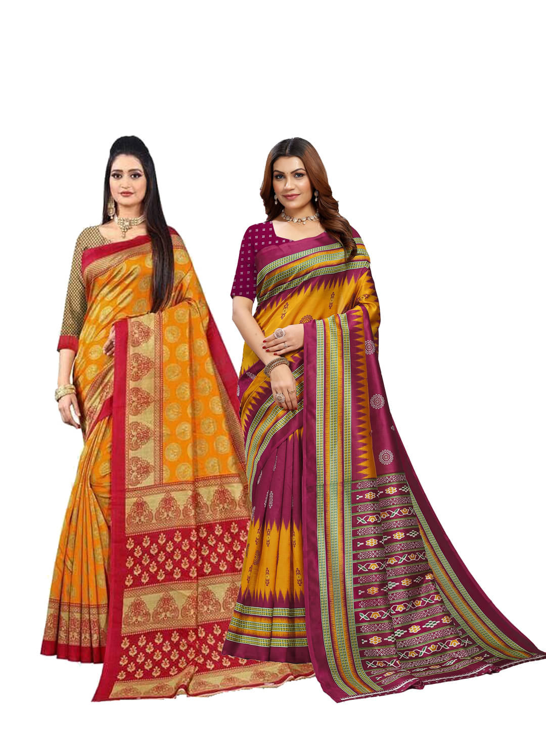     			Kanooda Prints Art Silk Printed Saree With Unstitched Blouse Piece ( Maroon )