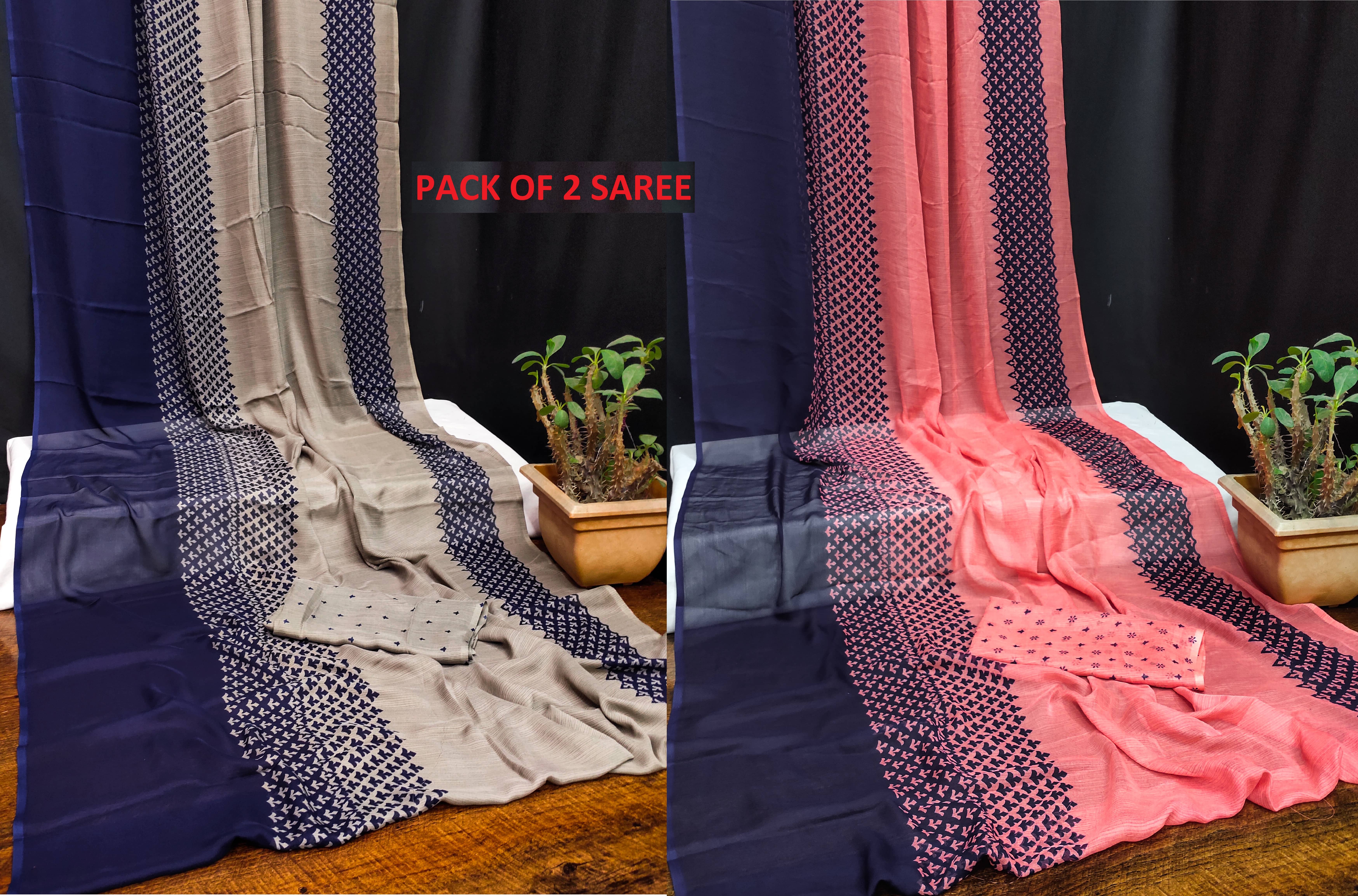 Kanooda Prints Georgette Printed Saree With Unstitched Blouse Piece ( Grey ) - Sarees | Buy online on ZillyBuy
