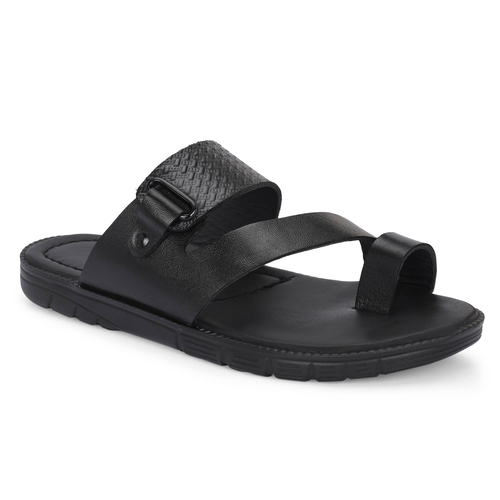     			Leeport Black Men's Leather Slipper