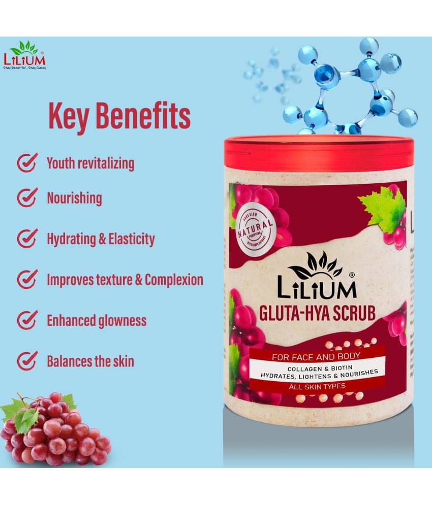Lilium Revitalizing Massage Scrub Gluta-Hya 900ml | Collagen, Biotin, Hydrates, Lightens & Nourishes Lilium Revitalizing Massage Scrub Gluta-Hya 900ml | Collagen, Biotin, Hydrates, Lightens & Nourishes