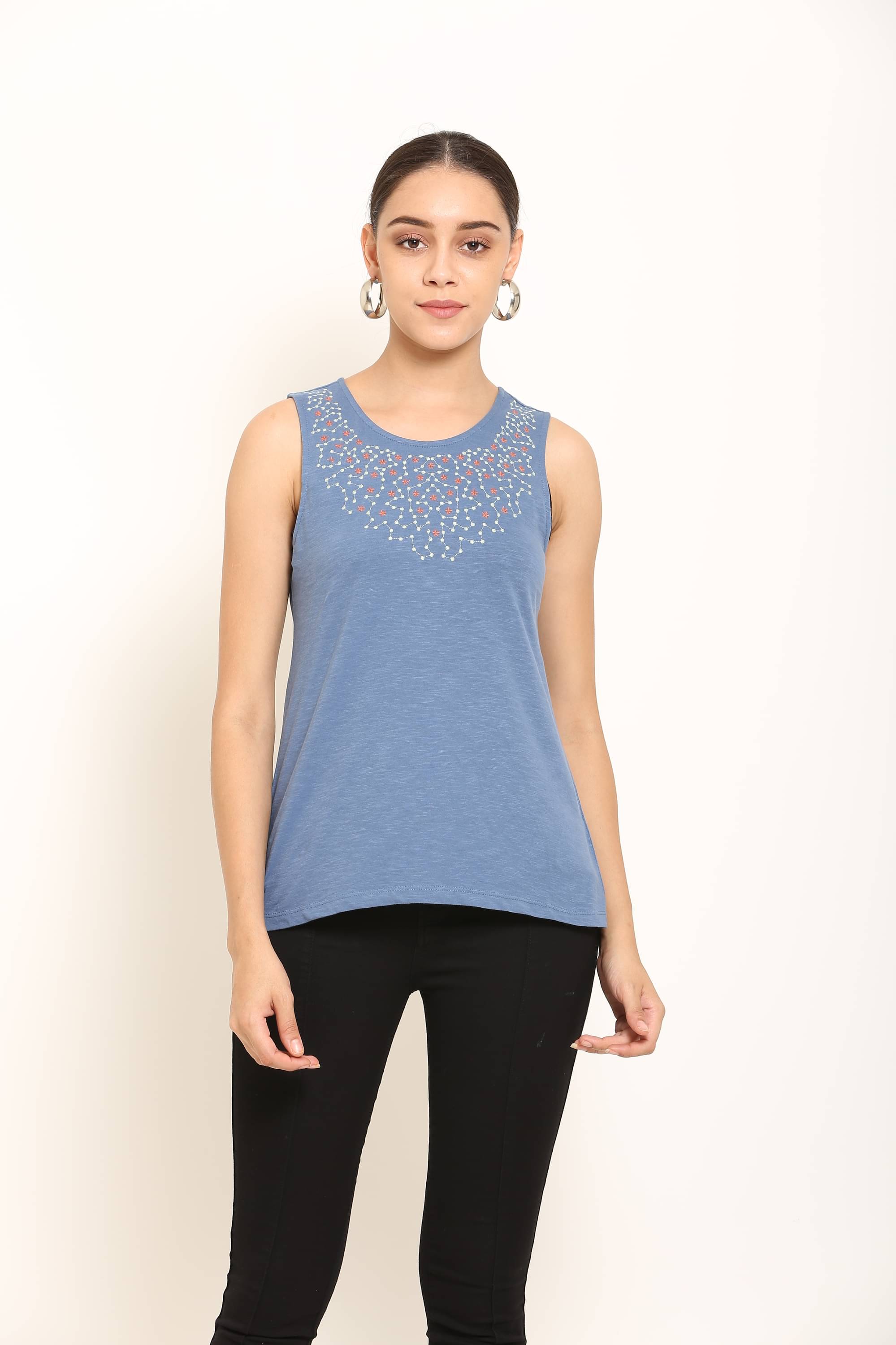 Mishey Women Cotton Embroidered Regular Fit Round Neck T-Shirt ( Mint Green ) Mishey Women Cotton Embroidered Regular Fit Round Neck T-Shirt ( Mint Green )