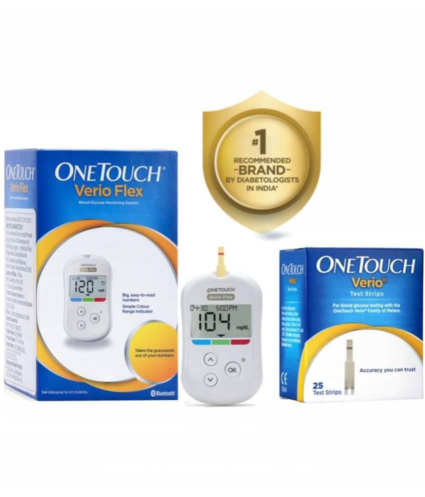 OneTouch Verio Flex glucometer combo with 25 Test Strips & 10 lancets |Syncs results with mobile app OneTouch Verio Flex glucometer combo with 25 Test Strips & 10 lancets |Syncs results with mobile app