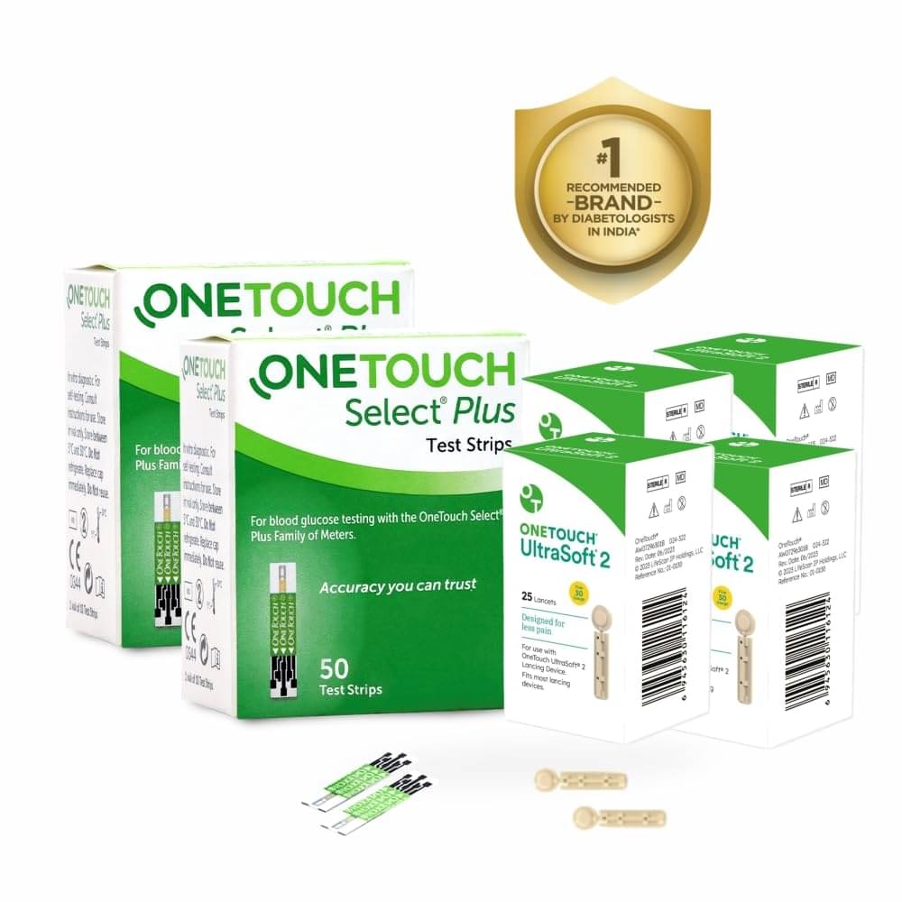 OneTouch Select Plus Test Strips | Pack of 100 Strips with 100 OneTouch UltraSoft Lancets OneTouch Select Plus Test Strips | Pack of 100 Strips with 100 OneTouch UltraSoft Lancets