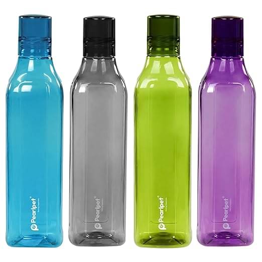     			PearlPet CUBIC-1000ML-4PCS Multicolour Plastic Water Bottle 1000 mL ( Set of 4 )