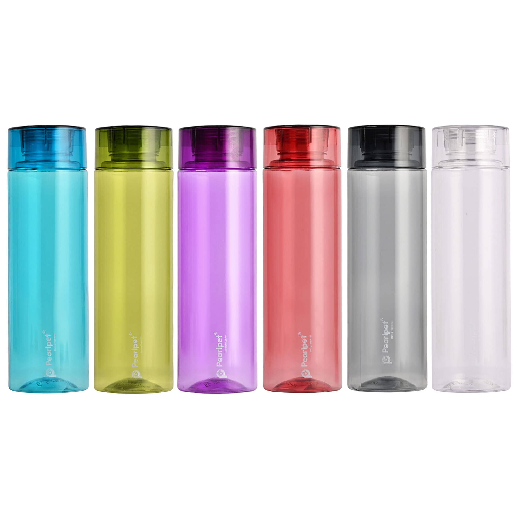     			PearlPet Hydrous-1000ml-Assorted-6Pcs Multicolour Plastic Water Bottle 1000 mL ( Set of 6 )