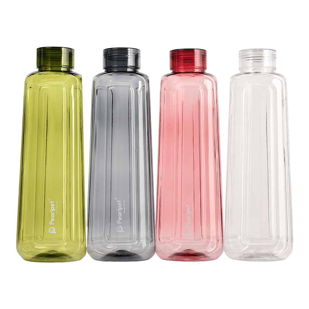 PearlPet Splash-Assorted-1000ml-4pcs Multicolour Plastic Water Bottle 1000 mL ( Set of 4 )