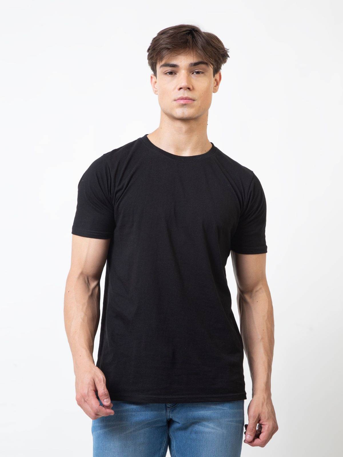 Pl@cidS20 Style Pack of 1 100% Cotton Relaxed Fit Men's T-Shirt ( Black ) Pl@cidS20 Style Pack of 1 100% Cotton Relaxed Fit Men's T-Shirt ( Black )