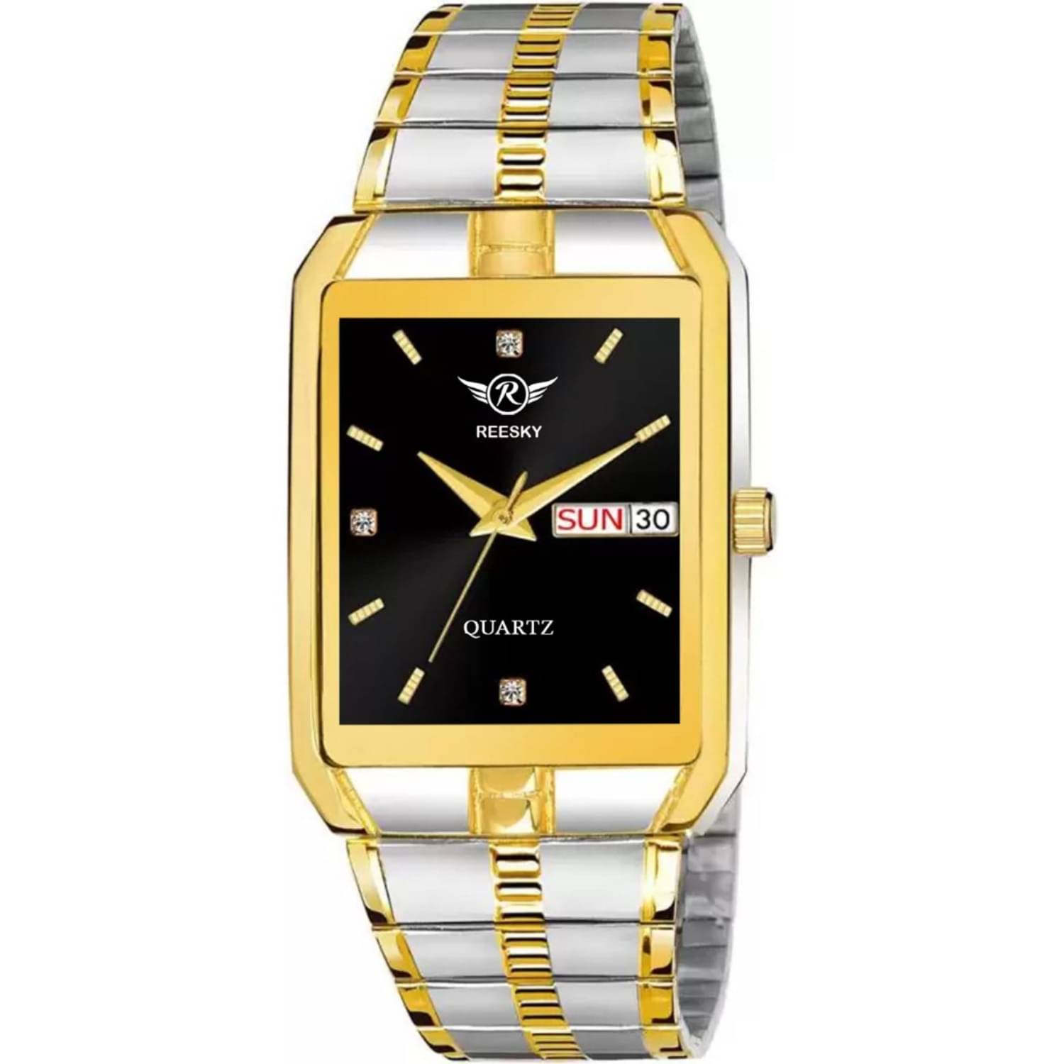     			REESKY Black Brass Analog Men's Watch