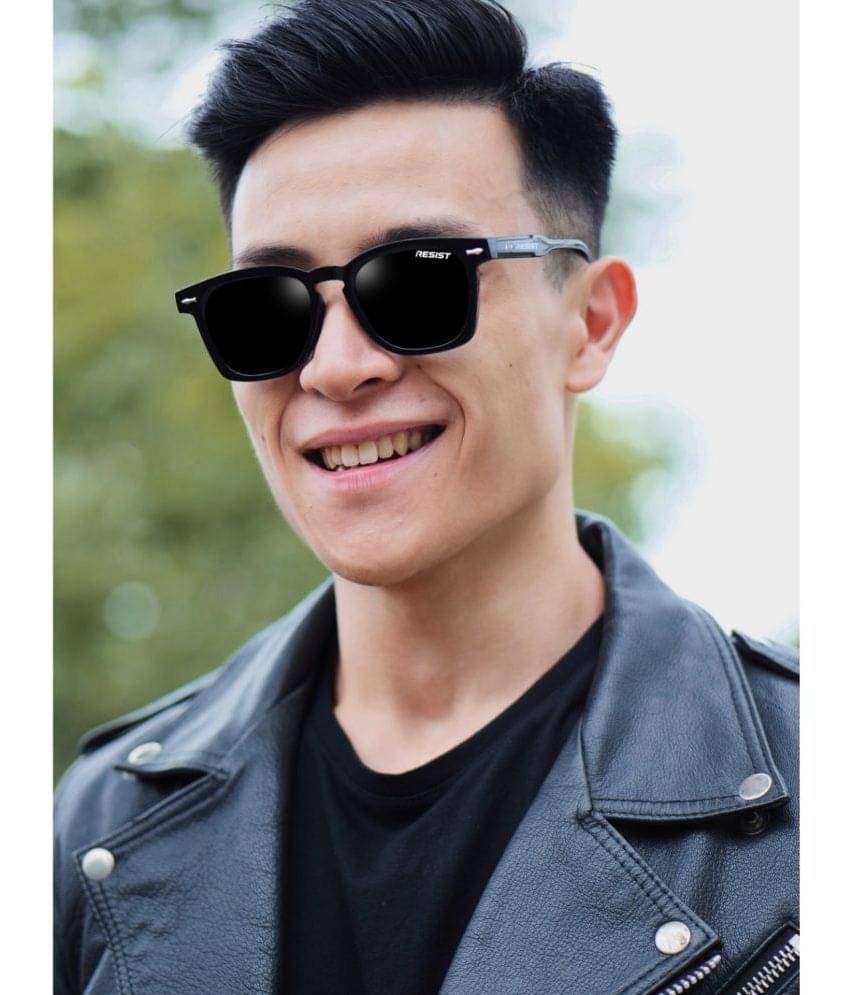    			RESIST EYEWEAR Black Rectangular Sunglasses ( Pack of 1 )