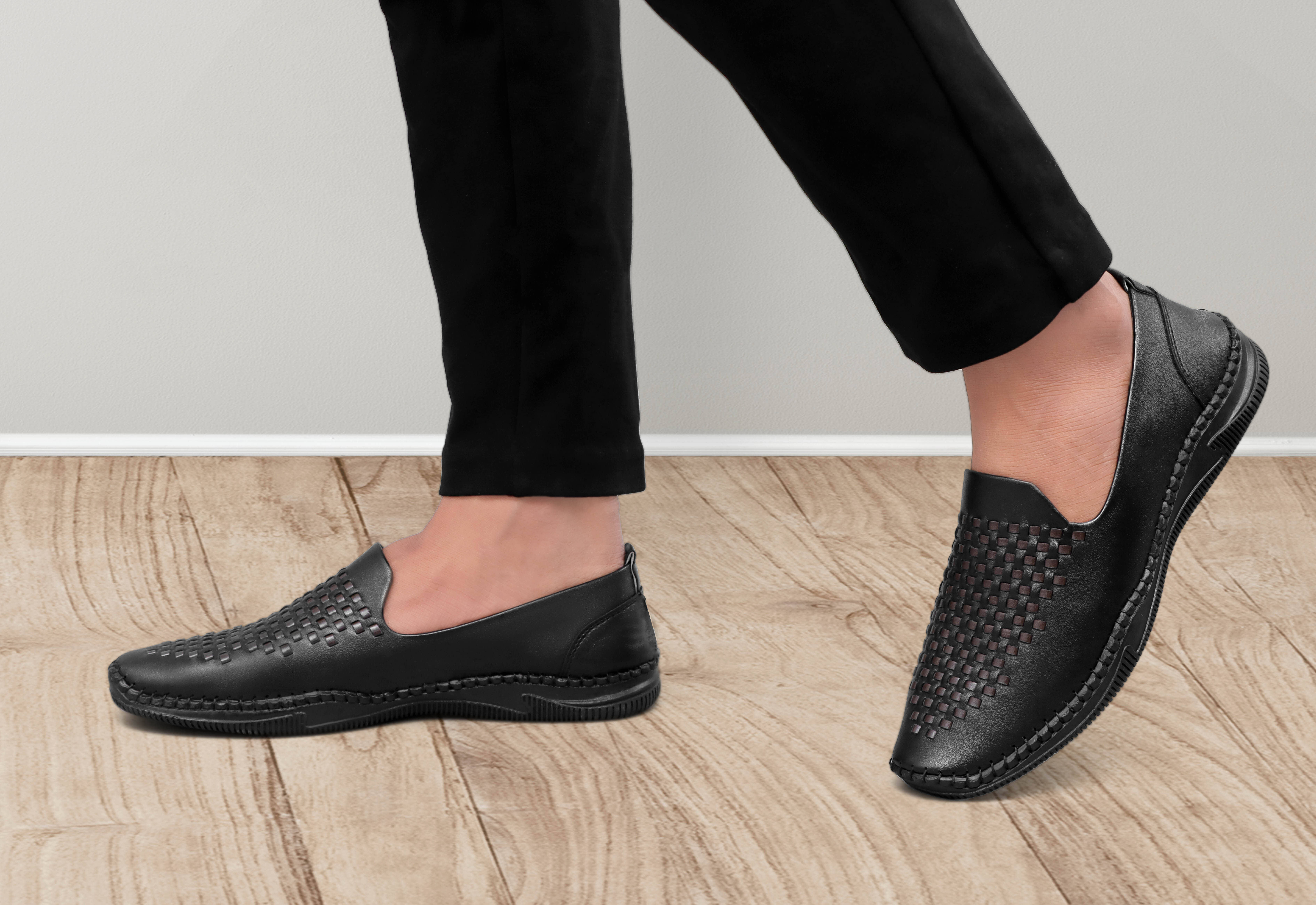 Rising Wolf Black Men's Slip On Formal Shoes - Formal Shoes | Buy online on ZillyBuy