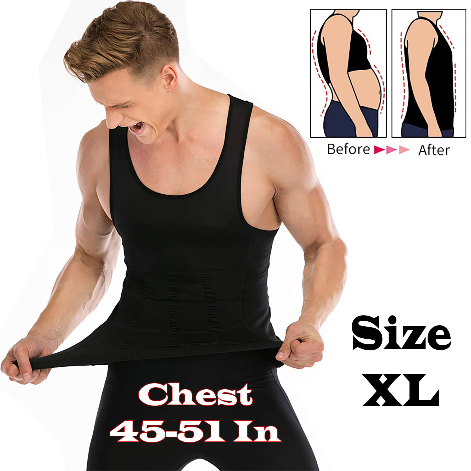 SIZE XL Men Weight Loss Slimming Shirt Gym Waist Belt Abdominal Support     			SIZE XL Men Weight Loss Slimming Shirt Gym Waist Belt Abdominal Support