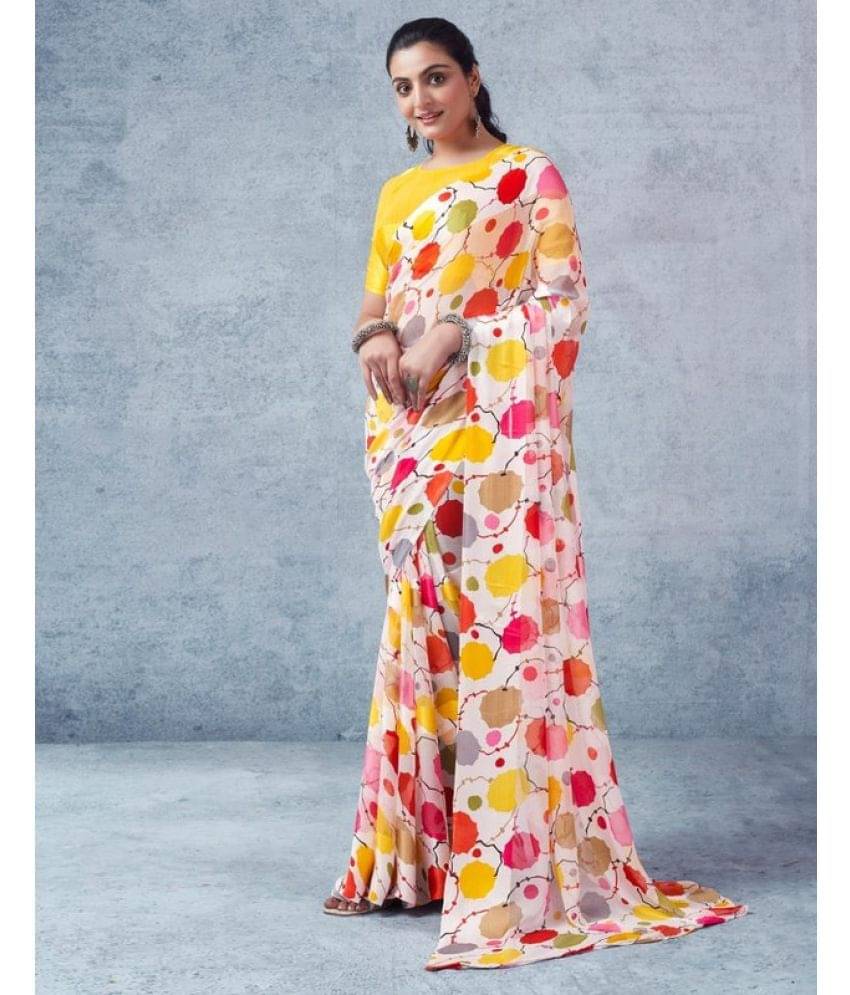 Sanjana Silk Georgette Printed Saree With Unstitched Blouse Piece ( Multicolour ) Sanjana Silk Georgette Printed Saree With Unstitched Blouse Piece ( Multicolour )