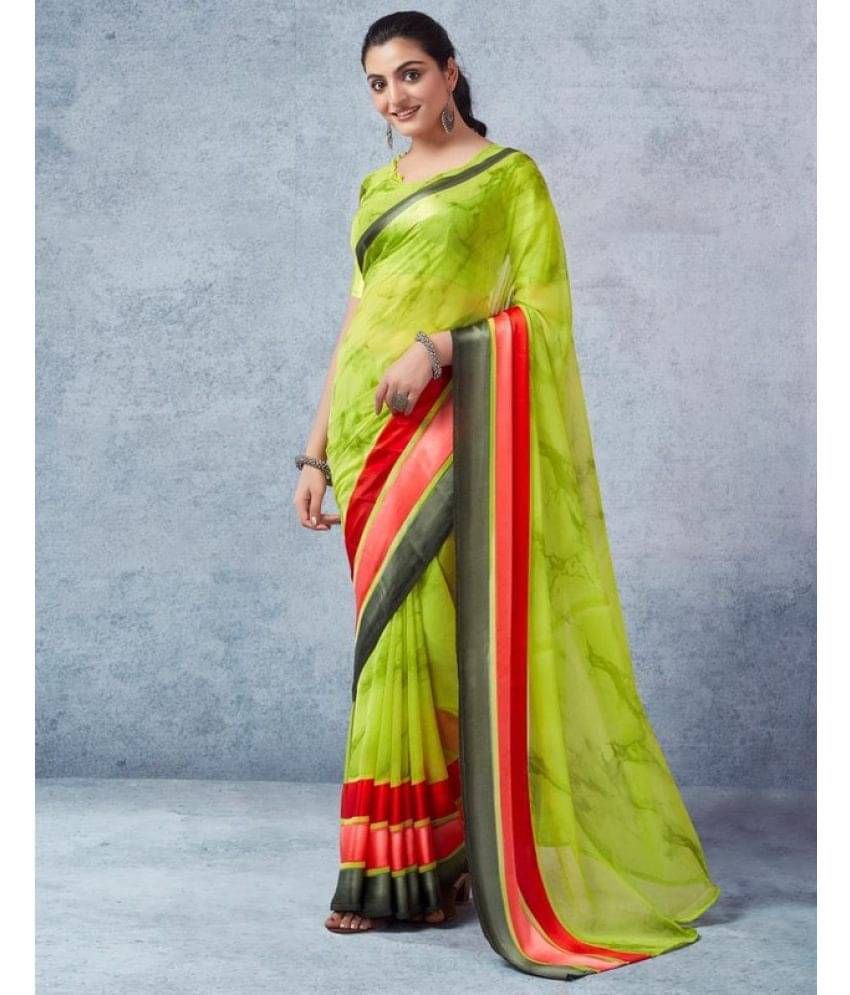 Sanjana Silk Georgette Printed Saree With Unstitched Blouse Piece ( Green ) Sanjana Silk Georgette Printed Saree With Unstitched Blouse Piece ( Green )
