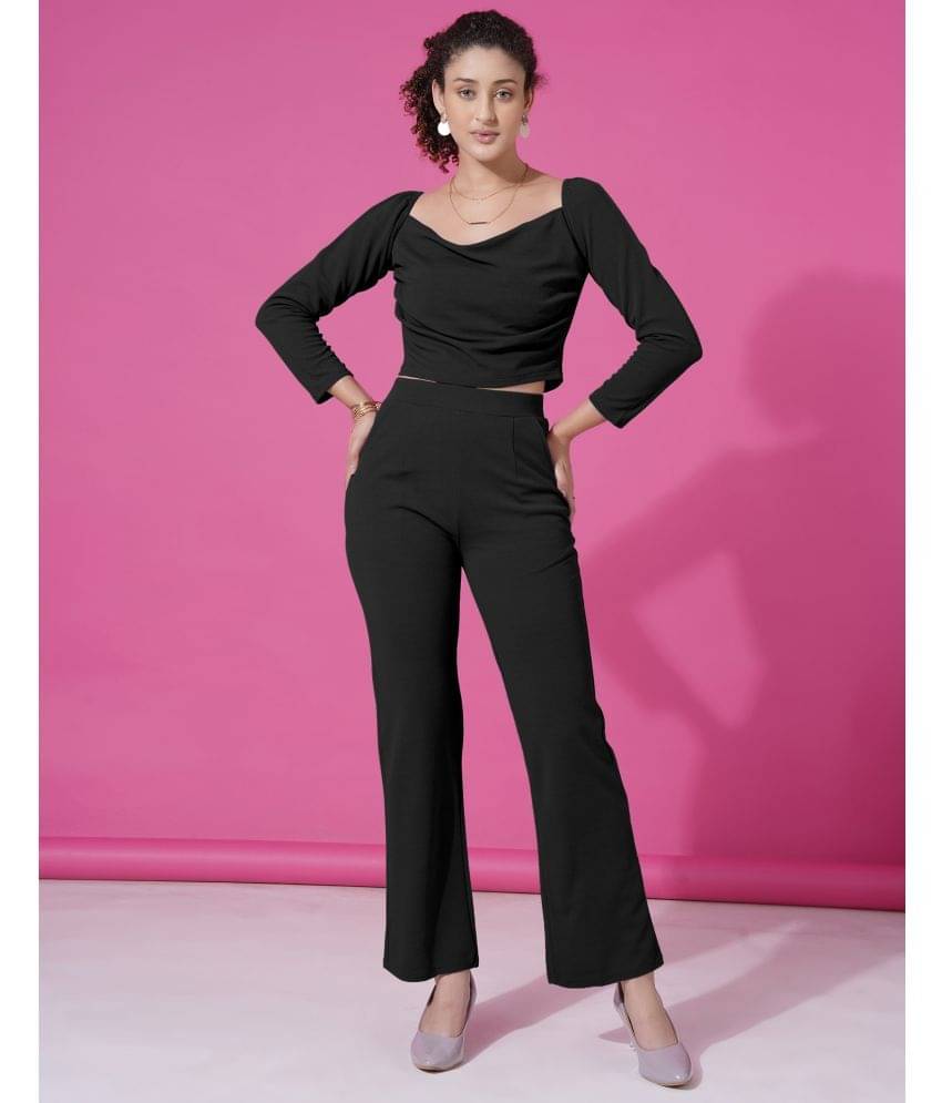     			Selvia Women Solid Top With Trousers Co-Ord Set ( Black )