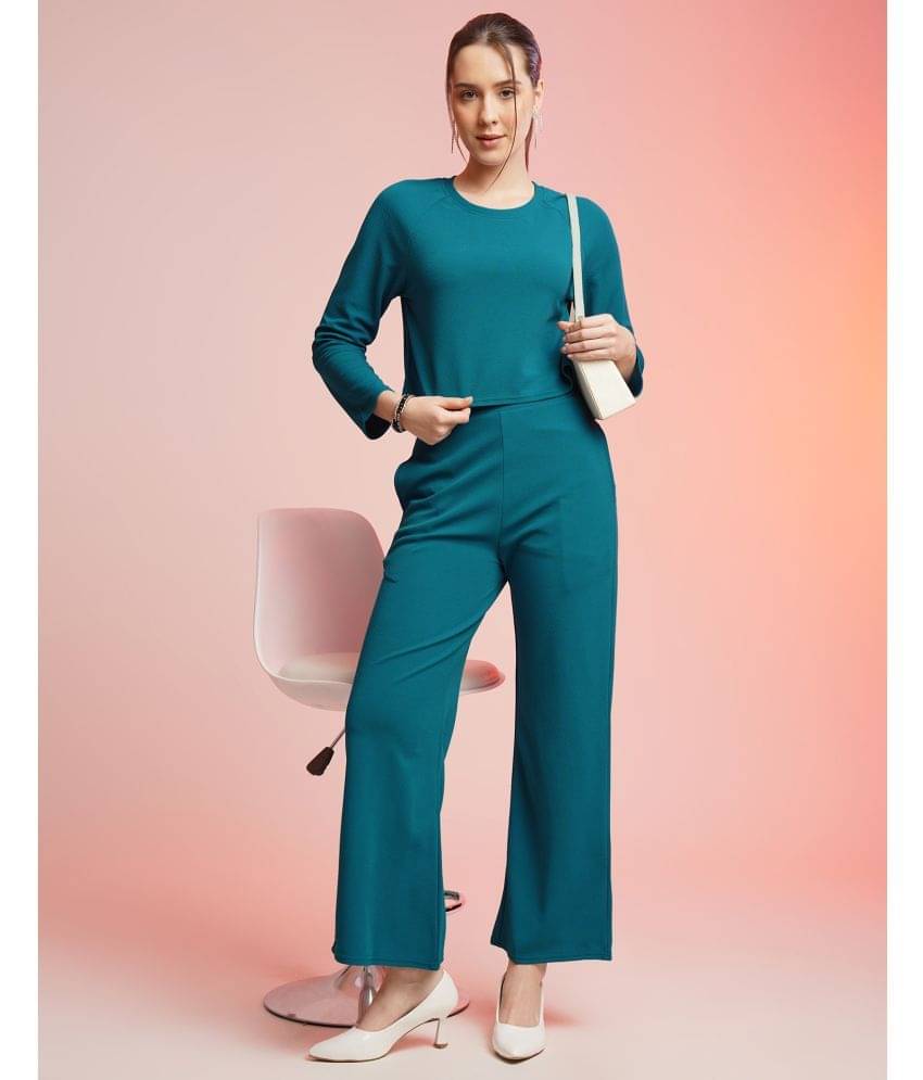     			Selvia Women Solid Top With Trousers Co-Ord Set ( Teal )