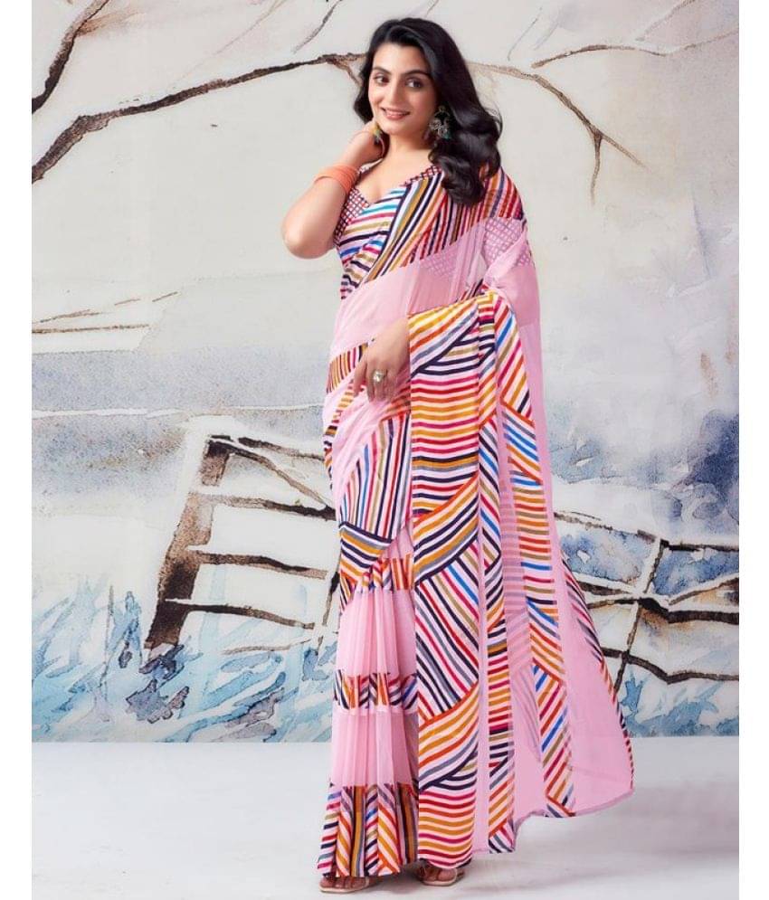 Sitanjali Georgette Printed Saree With Unstitched Blouse Piece ( Fluorescent Pink ) Sitanjali Georgette Printed Saree With Unstitched Blouse Piece ( Fluorescent Pink )