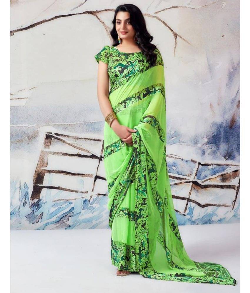 Sitanjali Lifestyle Georgette Printed Saree With Unstitched Blouse Piece ( Mint Green ) Sitanjali Lifestyle Georgette Printed Saree With Unstitched Blouse Piece ( Mint Green )