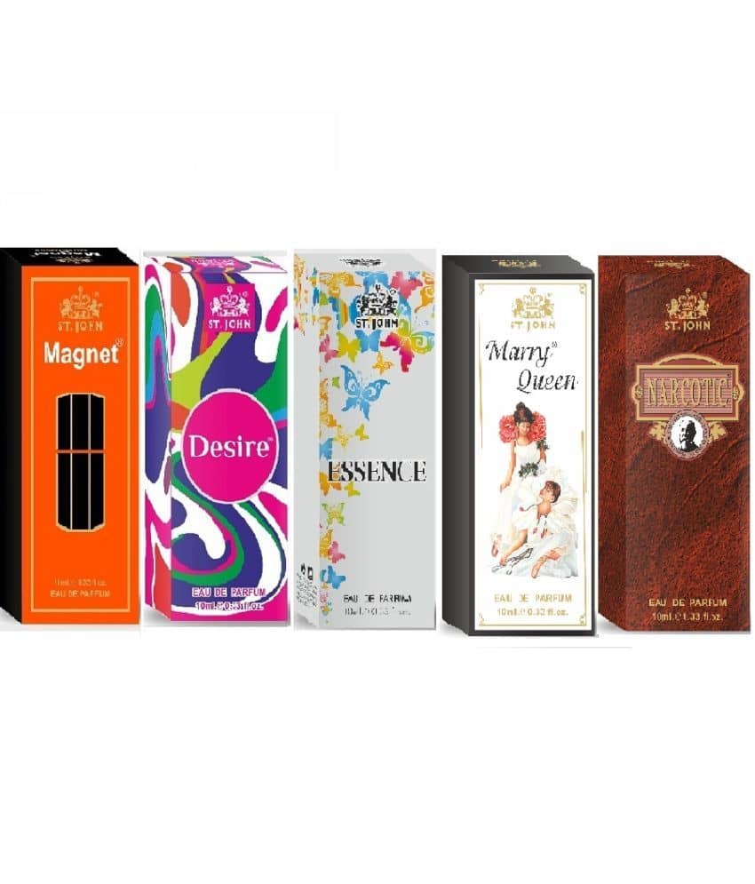 St. John Magnet,Desire Essence,M Q & Narcotic Pocket Perfume for Men 10 ml ( Pack of 5 )