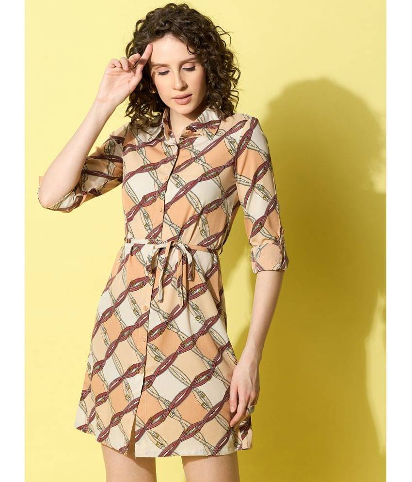     			StyleStone Women Polyester Printed Shift Dress ( Brown )