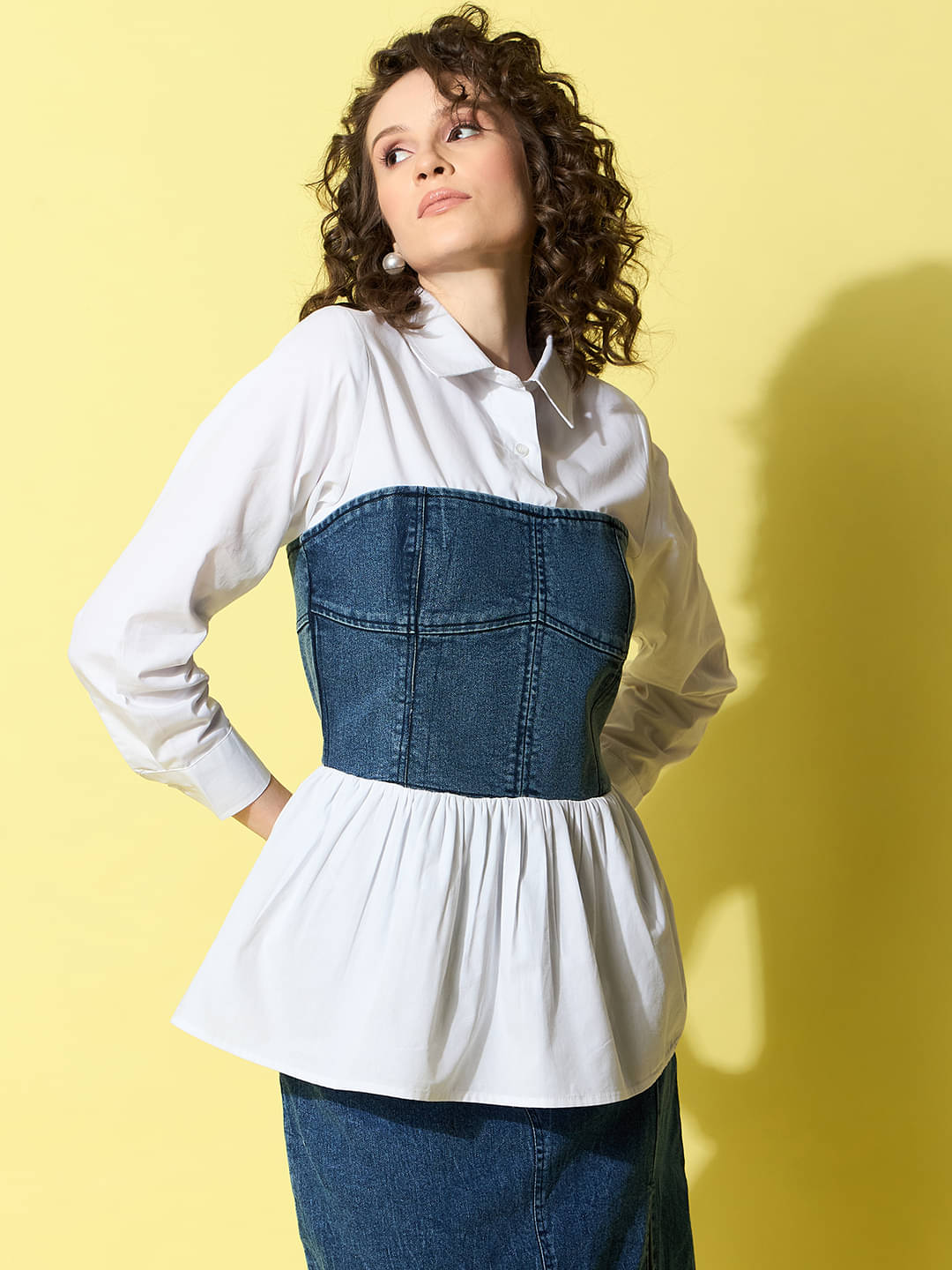 StyleStone Women's Cotton Peplum Top ( White ) StyleStone Women's Cotton Peplum Top ( White )