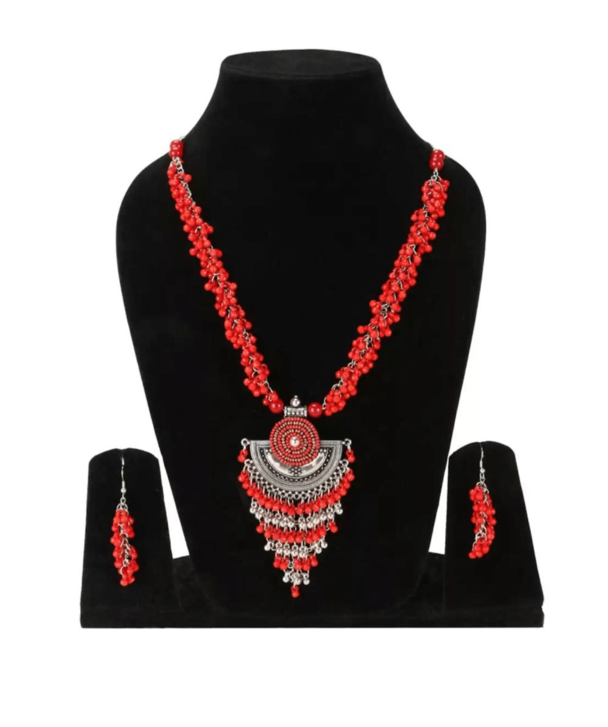     			Sunhari Jewels Red Alloy Necklace Set ( Pack of 1 )