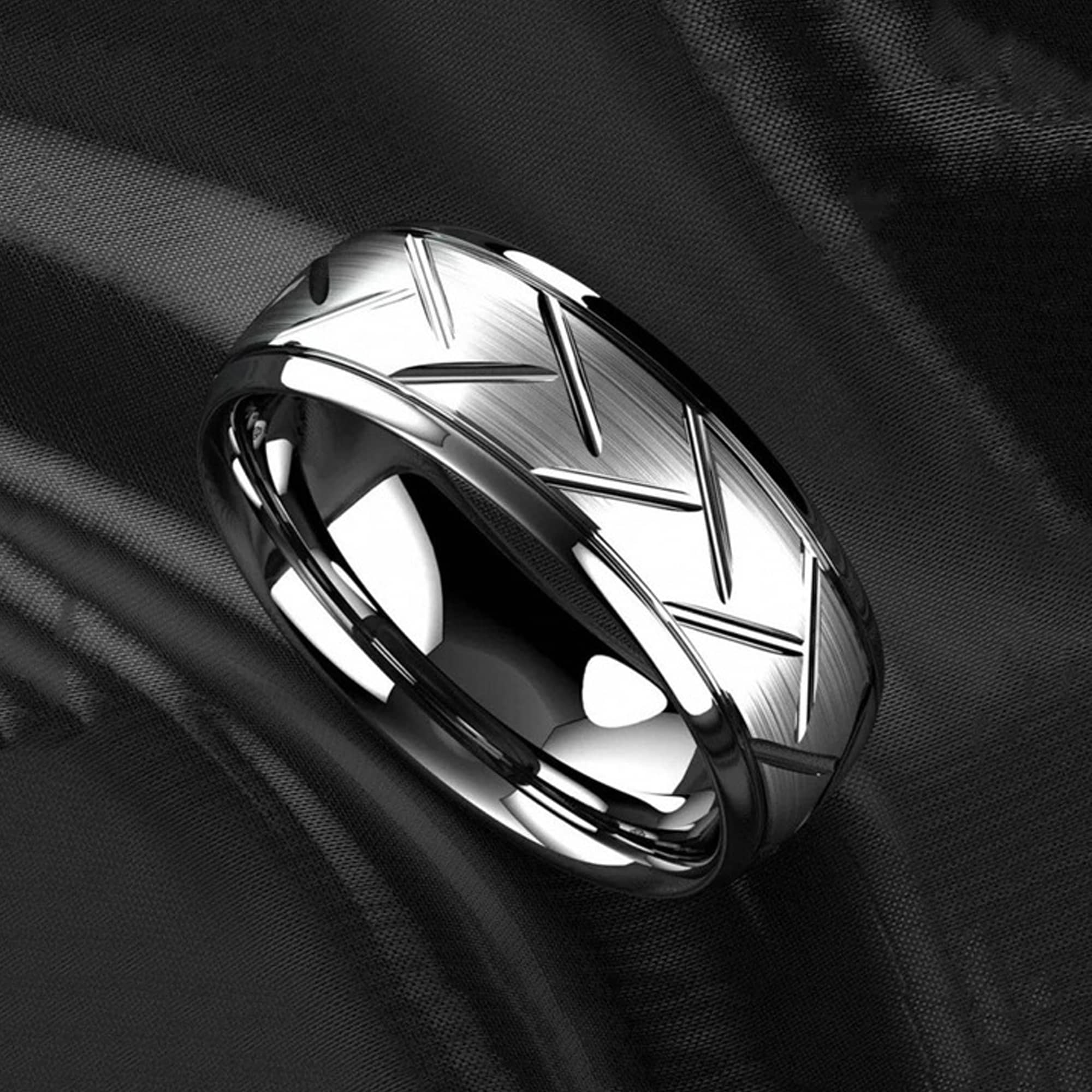 Thrillz Silver Michelin Ring | Simple Stainless Steel Ring | Mens Silver Ring | Minimalist Silver Ring | Mens Black Band| Gift for Him