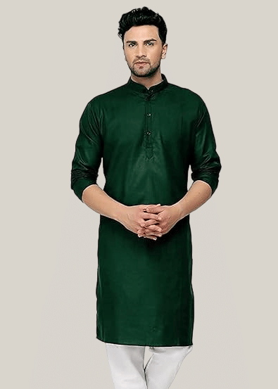 YUG ART Dark Green Cotton Blend Men's Regular Kurta ( Pack of 1 ) - Kurtas & Kurta Sets | Buy online on ZillyBuy