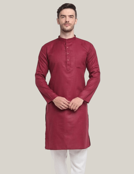     			YUG ART Maroon Cotton Blend Men's Regular Kurta ( Pack of 1 )