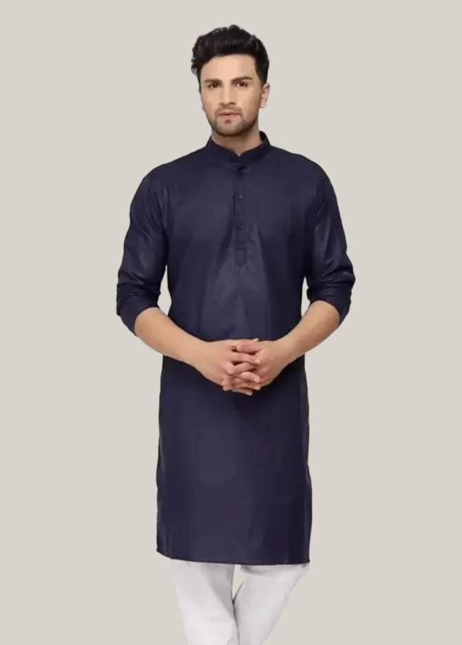 YUG ART Navy Blue Cotton Blend Men's Regular Kurta ( Pack of 1 ) YUG ART Navy Blue Cotton Blend Men's Regular Kurta ( Pack of 1 )