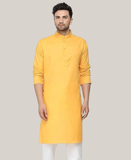 YUG ART Yellow Cotton Blend Men's Regular Kurta ( Pack of 1 ) YUG ART Yellow Cotton Blend Men's Regular Kurta ( Pack of 1 )