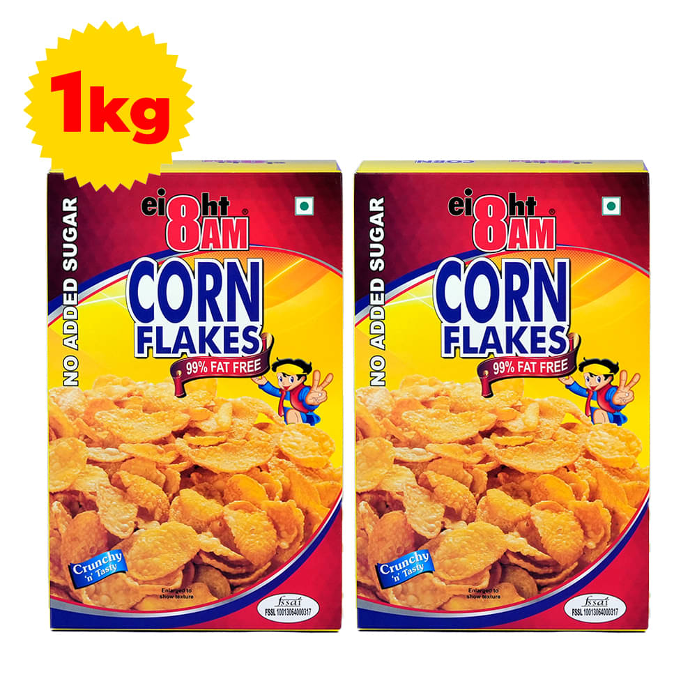 8AM No Added Sugar Corn Flakes 500 gm Pack of 2 8AM No Added Sugar Corn Flakes 500 gm Pack of 2