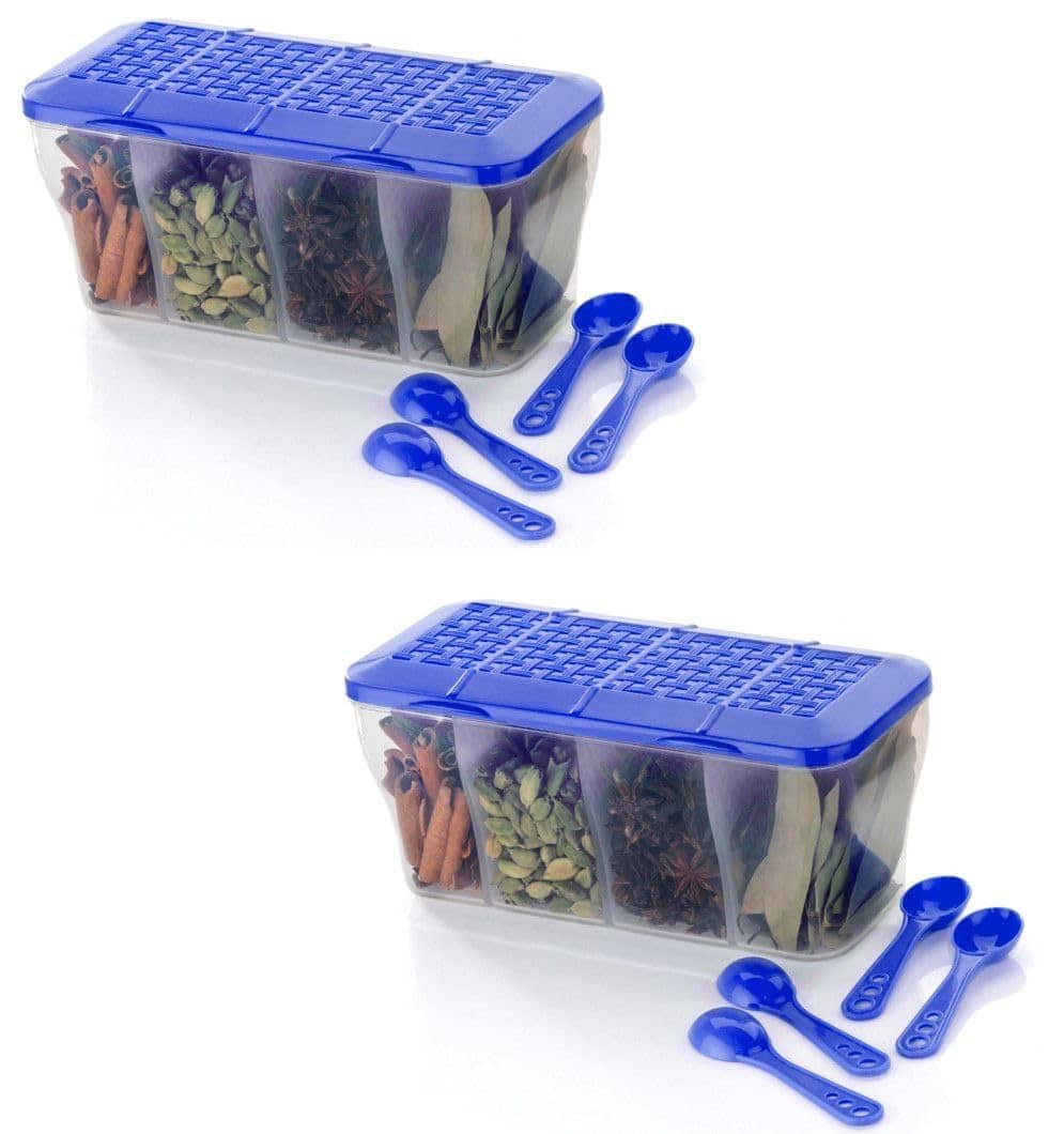 Anshri Plastic Dark Blue Pickle Container ( Set of 2 )