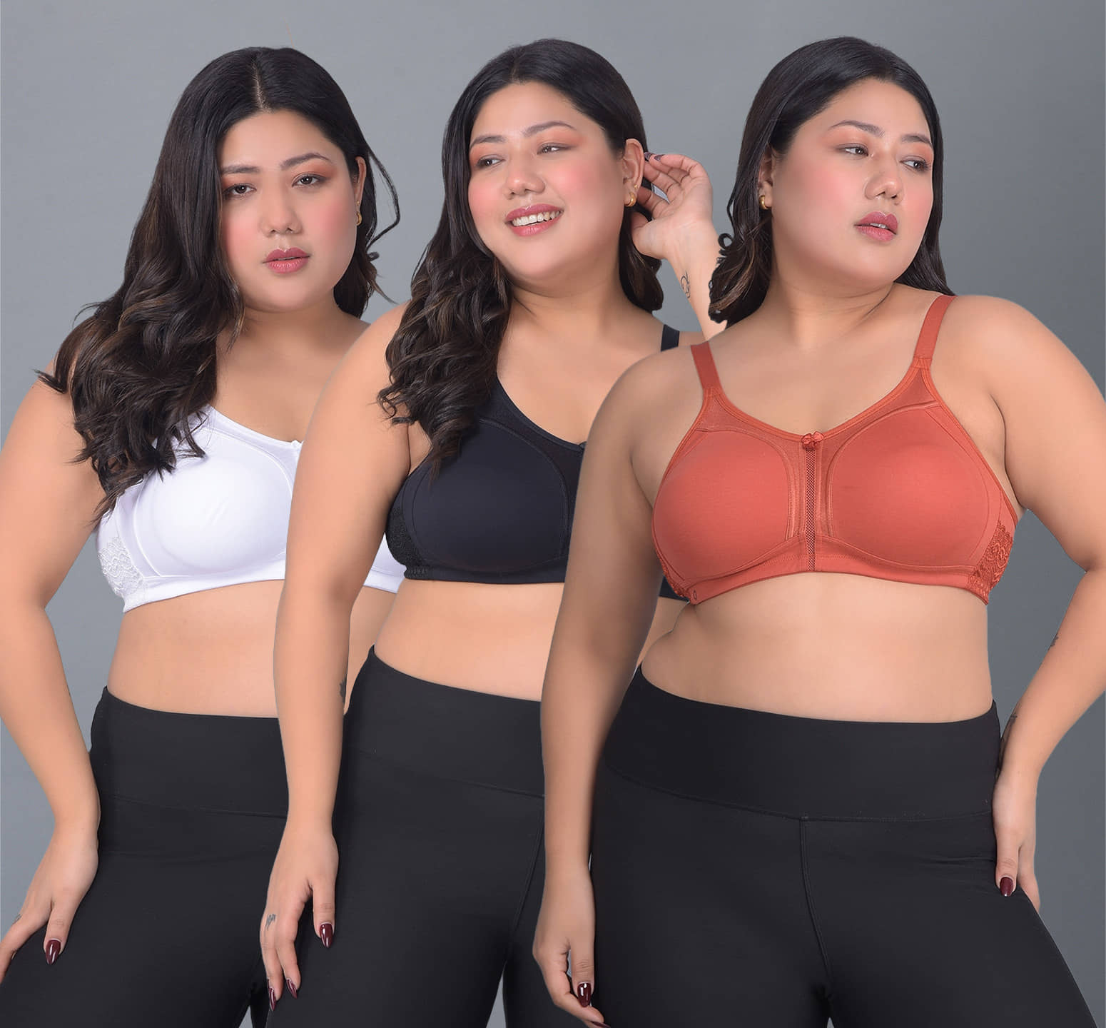 Dollar Missy Pack of 3 Cotton Non Padded Women's Everyday Bra ( Multicolor ) DPL-8051-BK-DR-WH-PO3