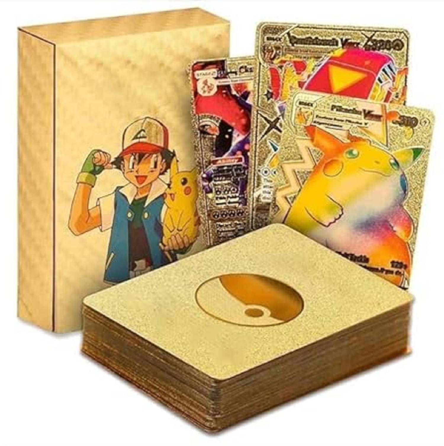 FEDIFU Collectible Card Games 55 PCS Gold Foil Card Assorted Cards TCG Deck Box - V Series Cards Vmax GX Rare Golden Cards and Common-Rare Mystery Card FEDIFU Collectible Card Games 55 PCS Gold Foil Card Assorted Cards TCG Deck Box - V Series Cards Vmax GX Rare Golden Cards and Common-Rare Mystery Card