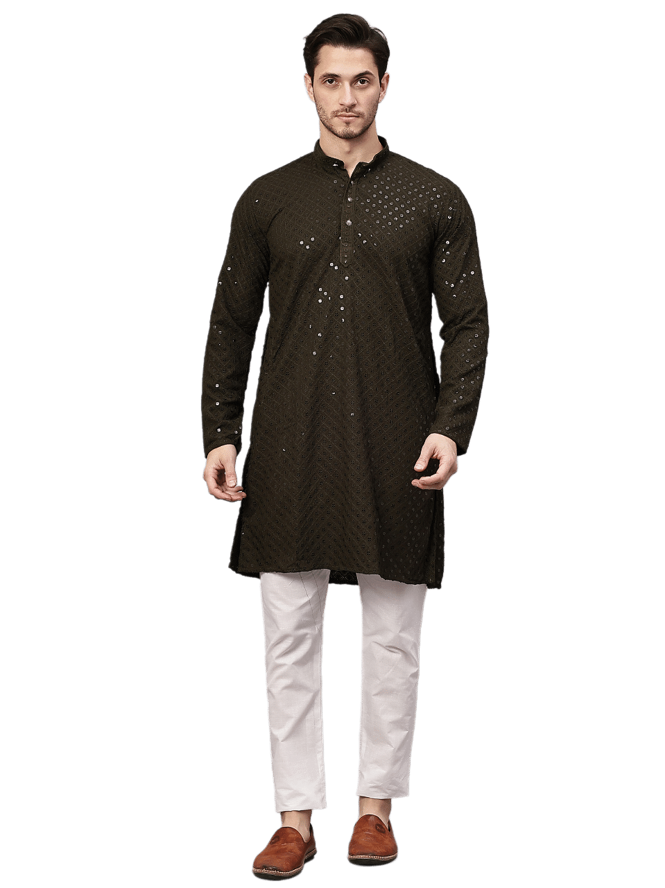 FIREFISH Green Sequin Regular Fit Men's Kurta Pyjama Set ( Pack of 1 ) FIREFISH Green Sequin Regular Fit Men's Kurta Pyjama Set ( Pack of 1 )