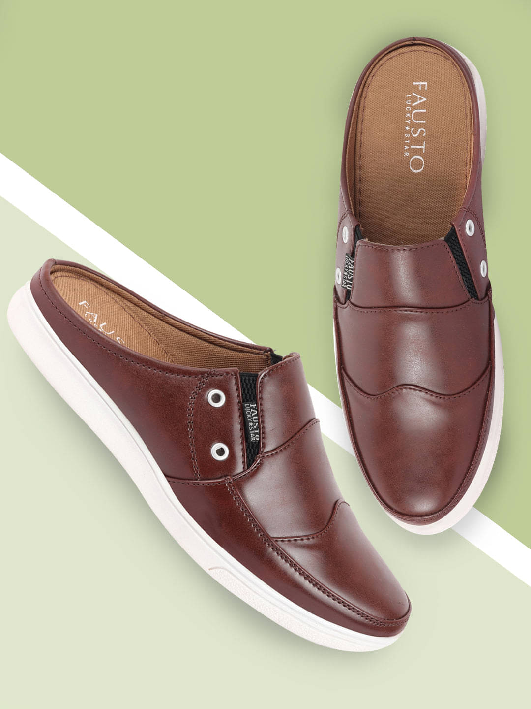    			Fausto Brown Men's Mules Shoes